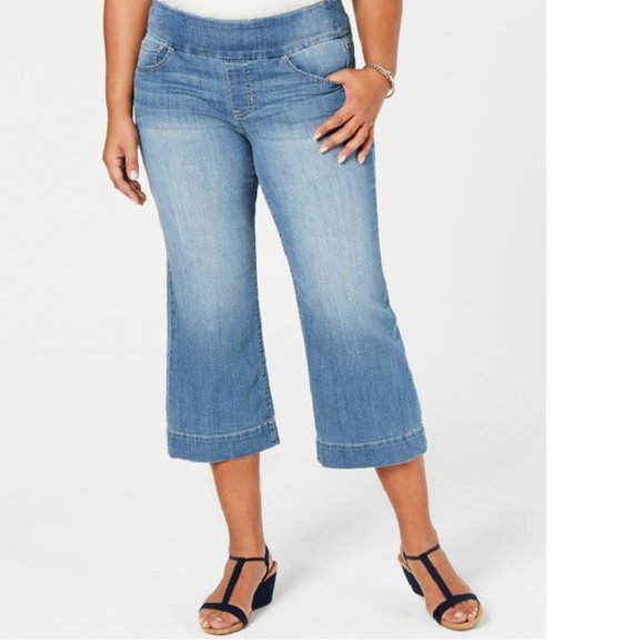 Style & Co. Denim - Plus size pull on wide leg crop jeans